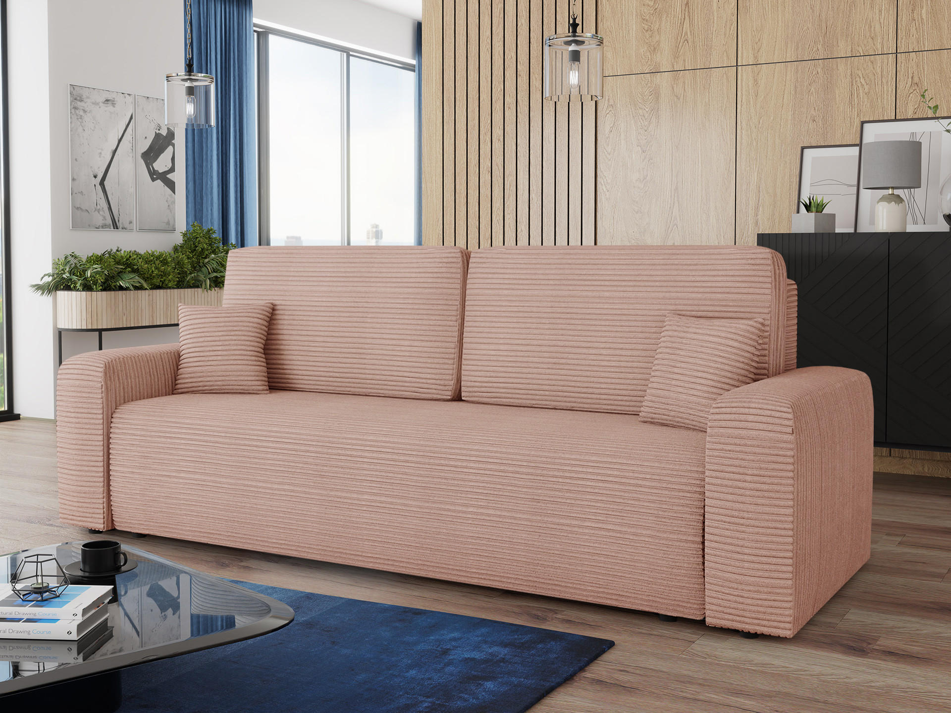 SCHLAFSOFA Spark - Schwarz/Rosa, Holz/Kunststoff (236/90/95cm) - Sofnet