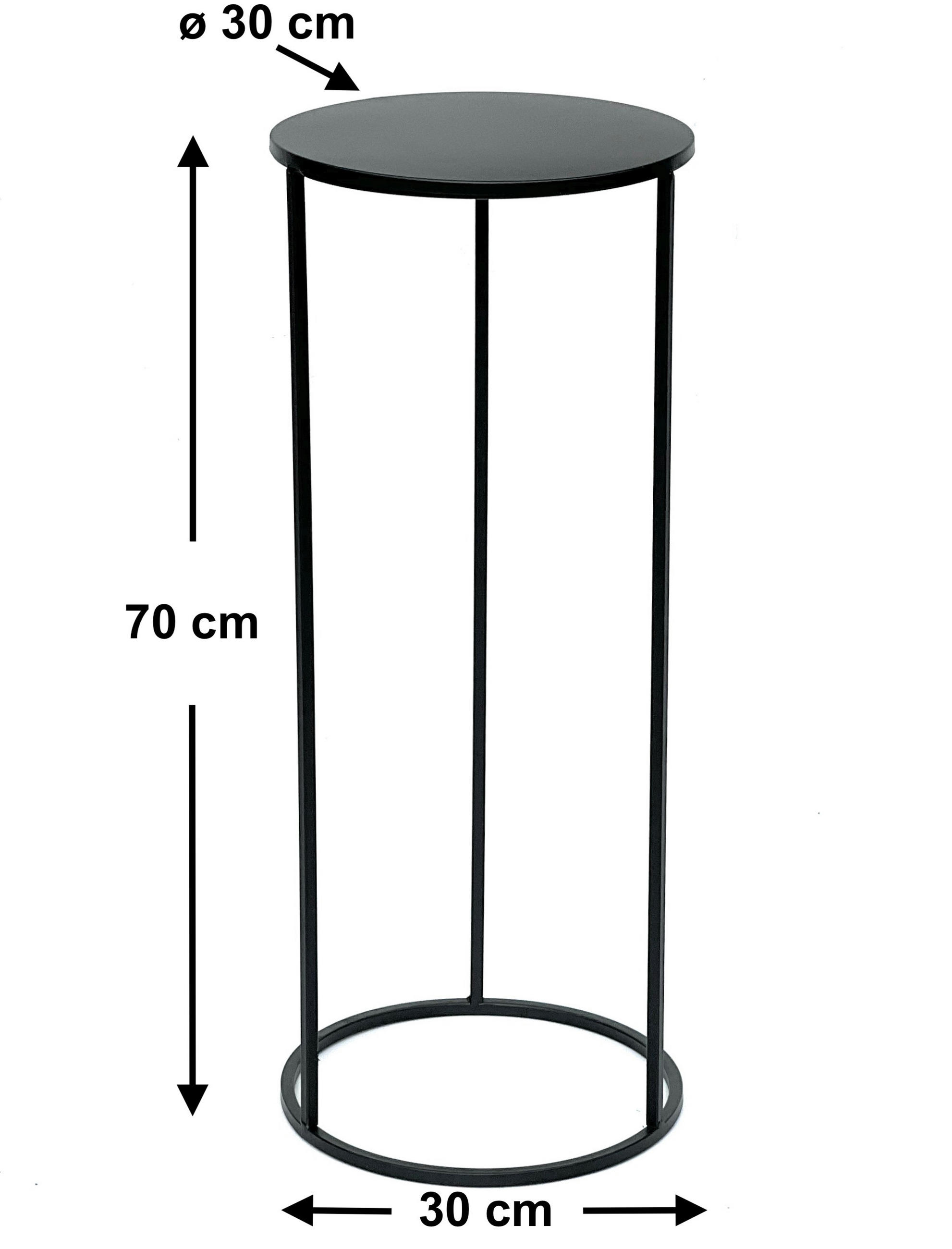 BLUMENHOCKER 70 cm Metall Schwarz Rund 96316 L - Schwarz, Metall (30/70/30cm) - DanDiBo