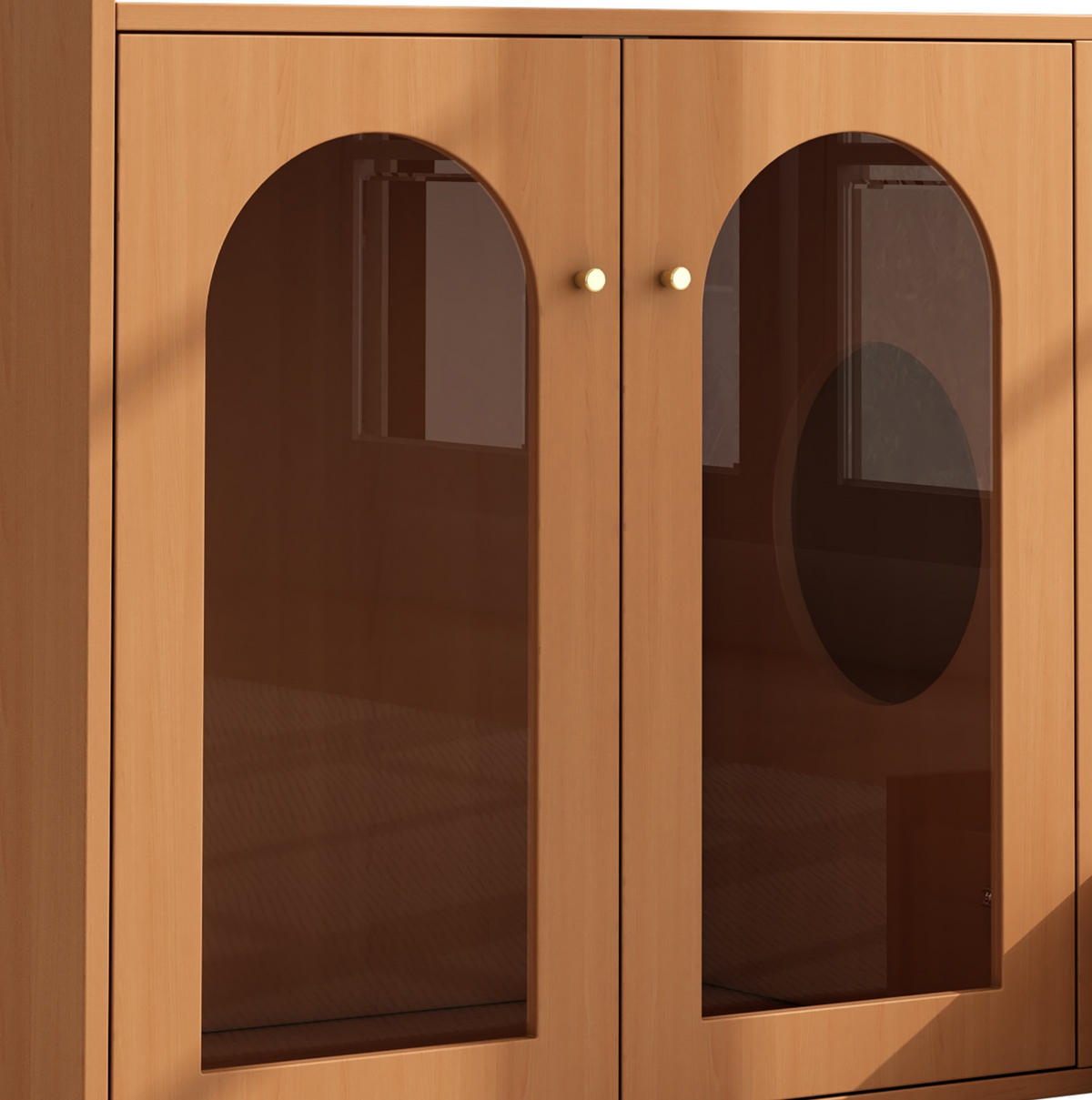 SKŘÍŇKA pro kočičí toaletu z MDF a skla 120x45x76 cm ořechová s miskami, úložným prostorem a odpočinkovou zónou - barva vlašského ořechu, kompozitní dřevo (120/83/45cm) - Modfu
