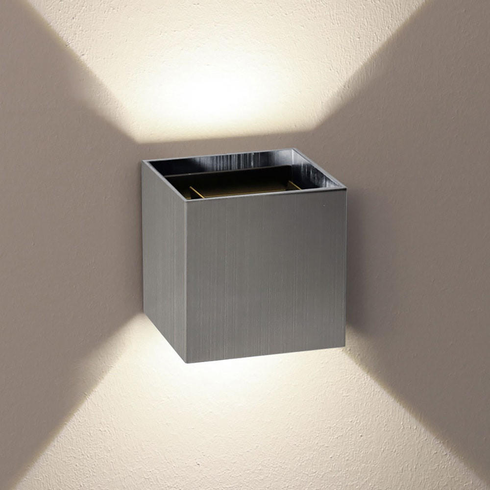 s.luce Led-Wandlampe Edelstahl 10x10x10 cm