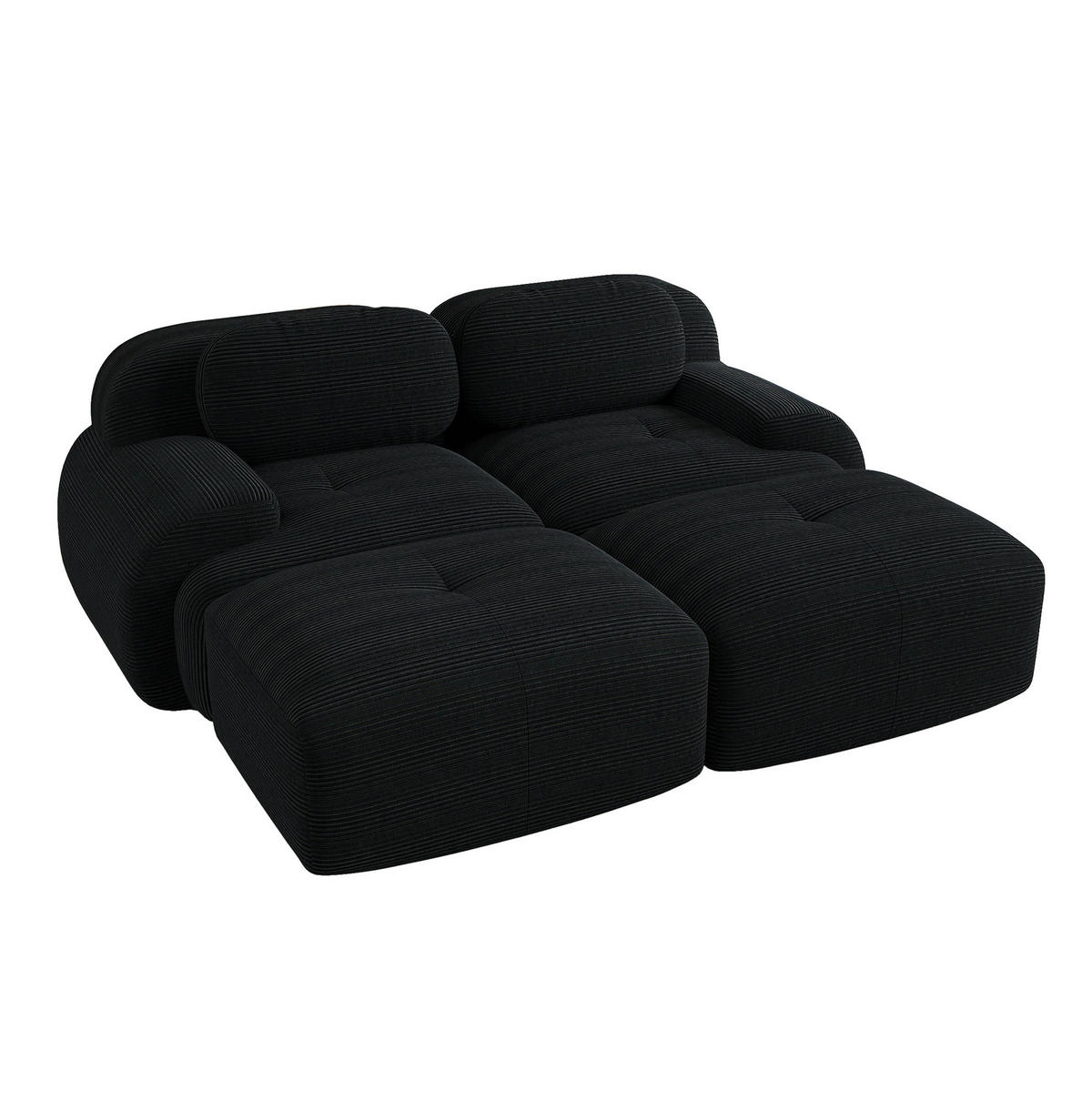 SOFA modular rahmenlos Cordstoff Black - Schwarz, Kunststoff (178/75/208cm) - Meubliv
