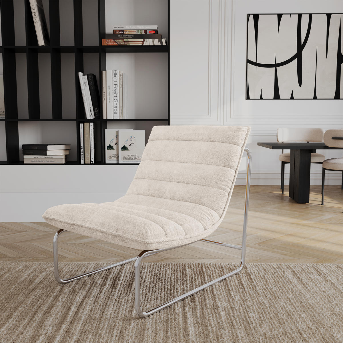 SESSEL Texturierter Samt Ecru 67.5cm - Creme, Textil (67.5/78.5/85cm) - Sia Home