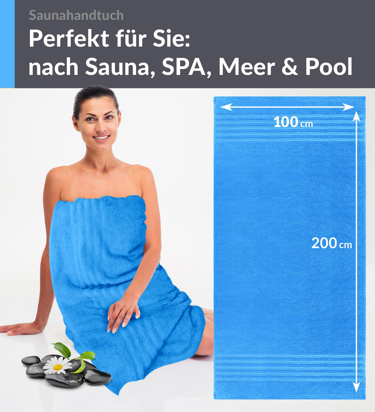 BADETUCH London Capri Blau 100x200 cm - Pastellblau, Textil (100/200cm) - Lashuma