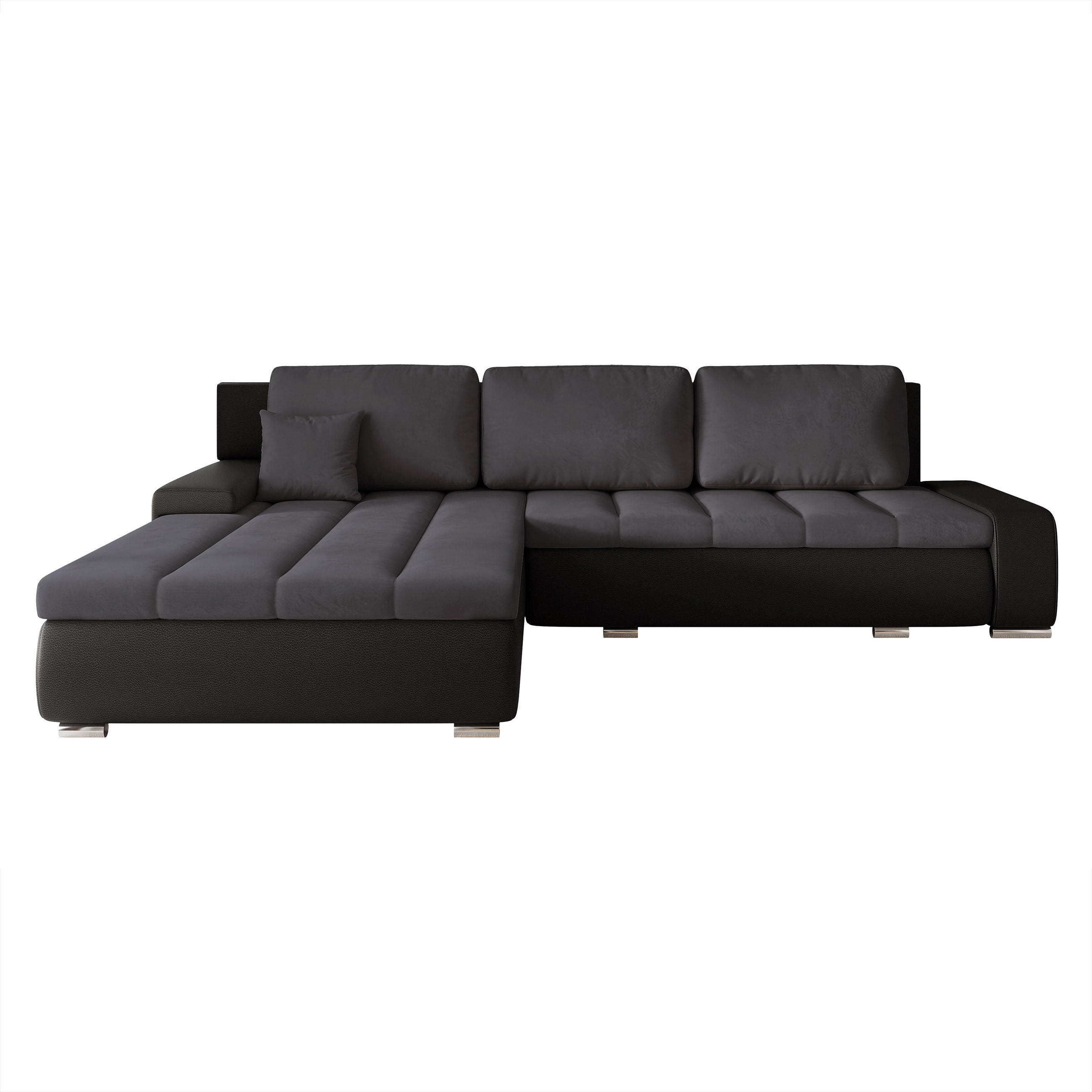 ECKSOFA VELANO mit Schlaffunktion und Bettkasten Schwarz/Anthrazit - Anthrazit, Holzwerkstoff/Kunststoff (250/90cm) - Idohome