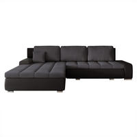 ECKSOFA VELANO mit Schlaffunktion und Bettkasten Schwarz/Anthrazit - Anthrazit, Holzwerkstoff/Kunststoff (250/90cm) - Idohome