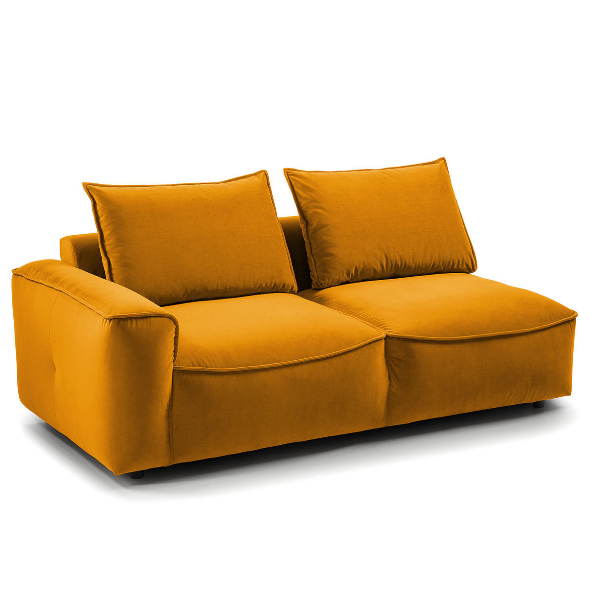 2,5-SITZER SOFA - modular - Schwarz/Orange, Holz/Kunststoff (189/80/99cm) - home24
