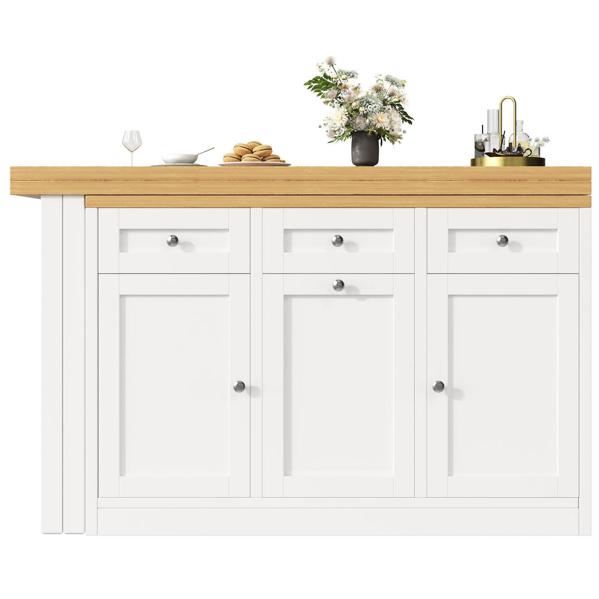 BARTISCH ausziehbar 120-200 cm MDF Weiß mit Stauraum - Weiß, Holzwerkstoff (200/40/75.5cm) - Meubliv