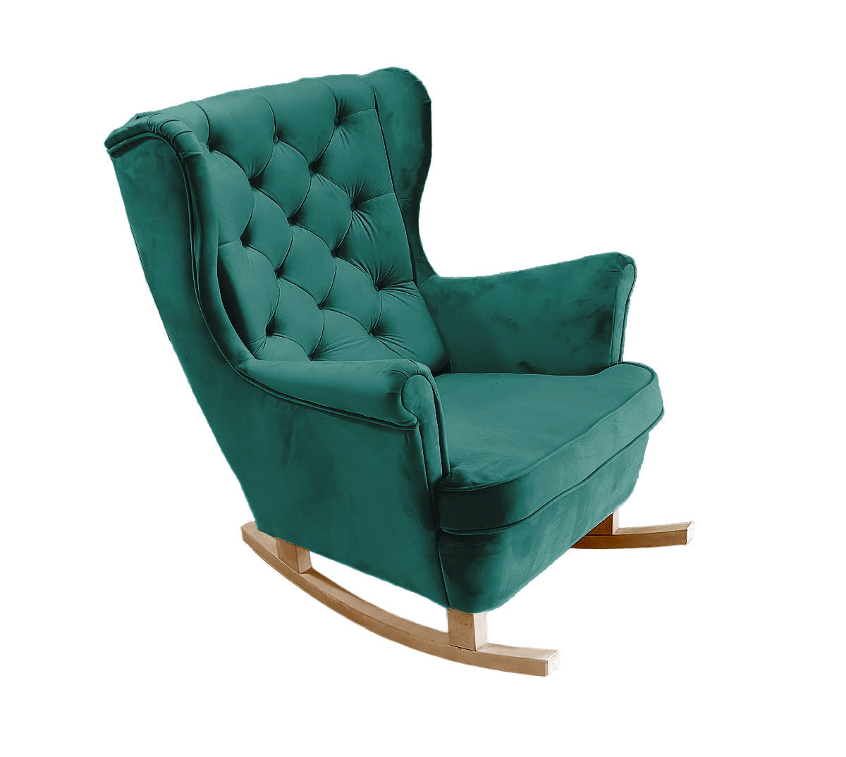SCHAUKELSESSEL mit gepolstertem Sitz und Armlehnen, 102x81x95 cm, Grün_29851 - Pastellgrün/Buchefarben, Holz/Textil (81/102/95cm) - DomoHome