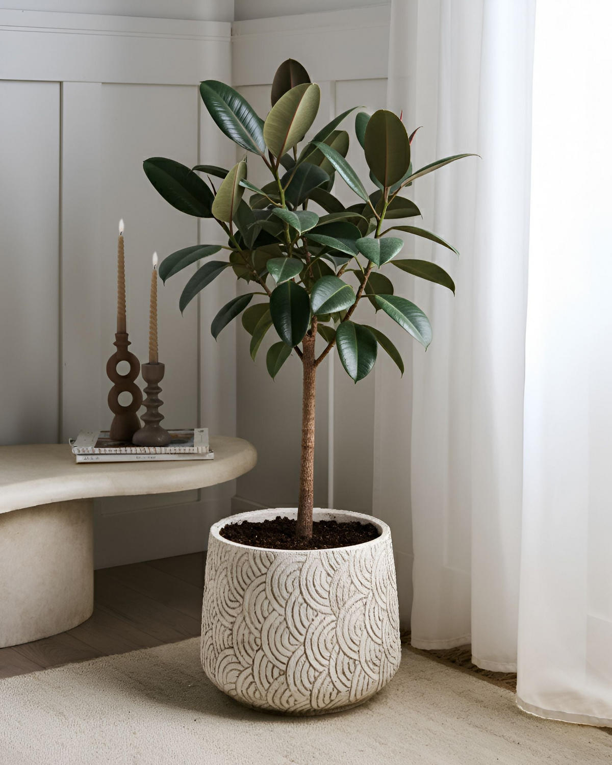 BLUMENKÜBEL Beige Eriros - Beige, Keramik (29cm) - Beliani