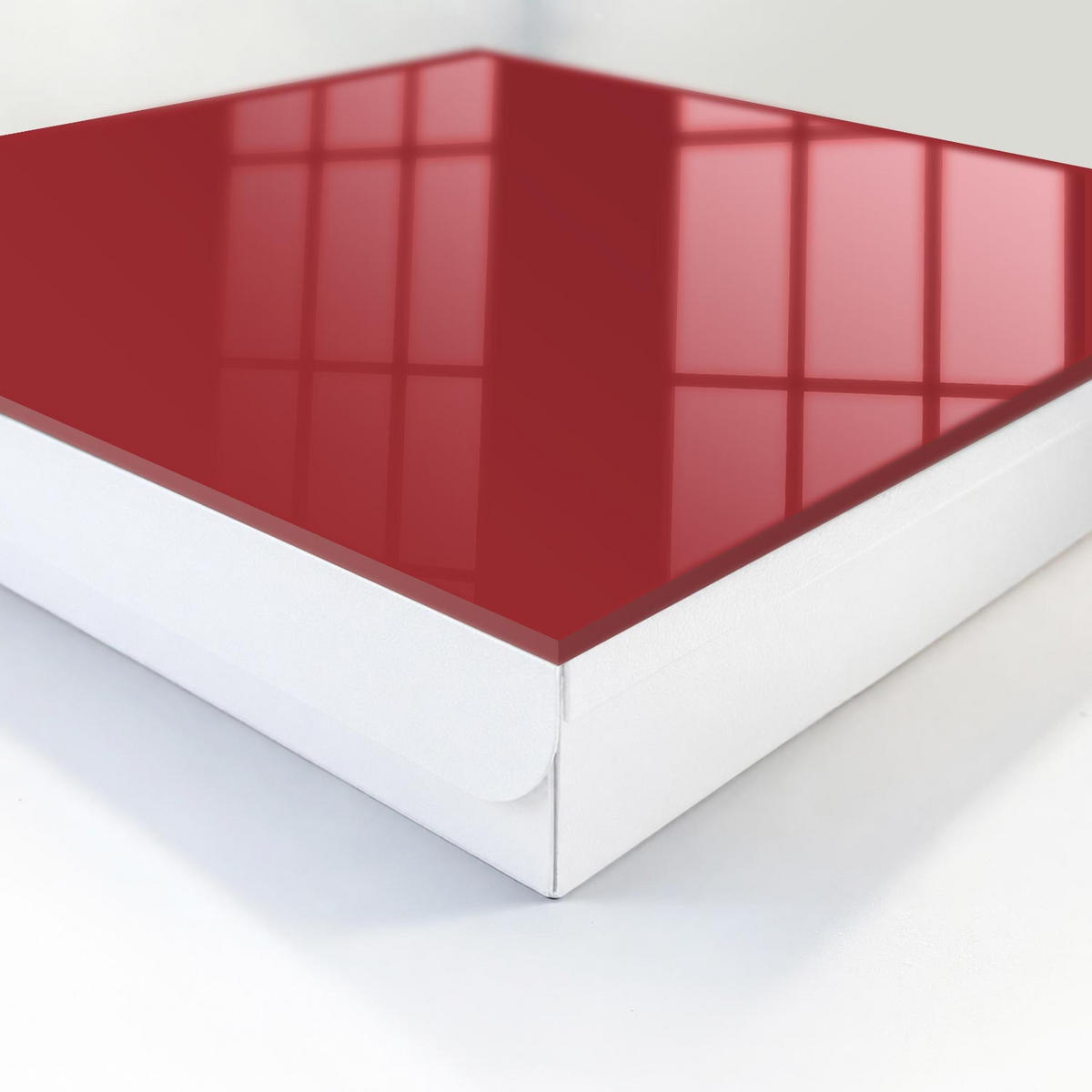 SCHLÜSSELBOX Weiß 30x30 cm – Türöffnung nach rechts - Burgunderrote Farbe - Weinrot, Metall (30/30/5cm) - TULUP