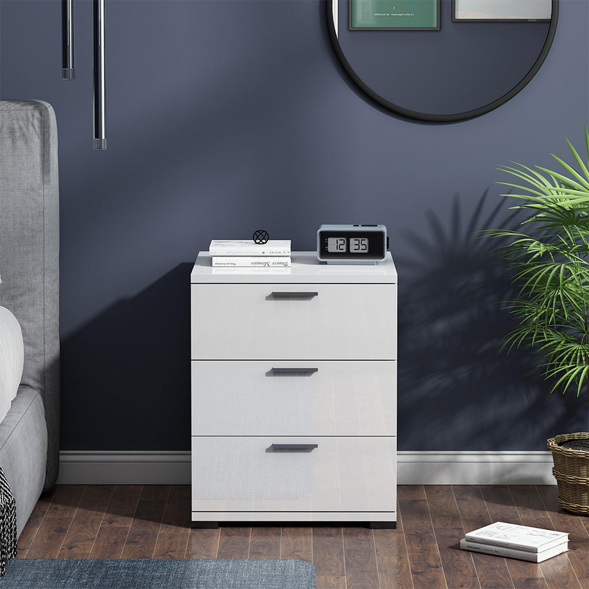 NACHTTISCH Marseille Weiß Hochglanz 46.2 x 60 cm - Weiß Hochglanz, Holzwerkstoff (46.2/60/42cm) - Vicco