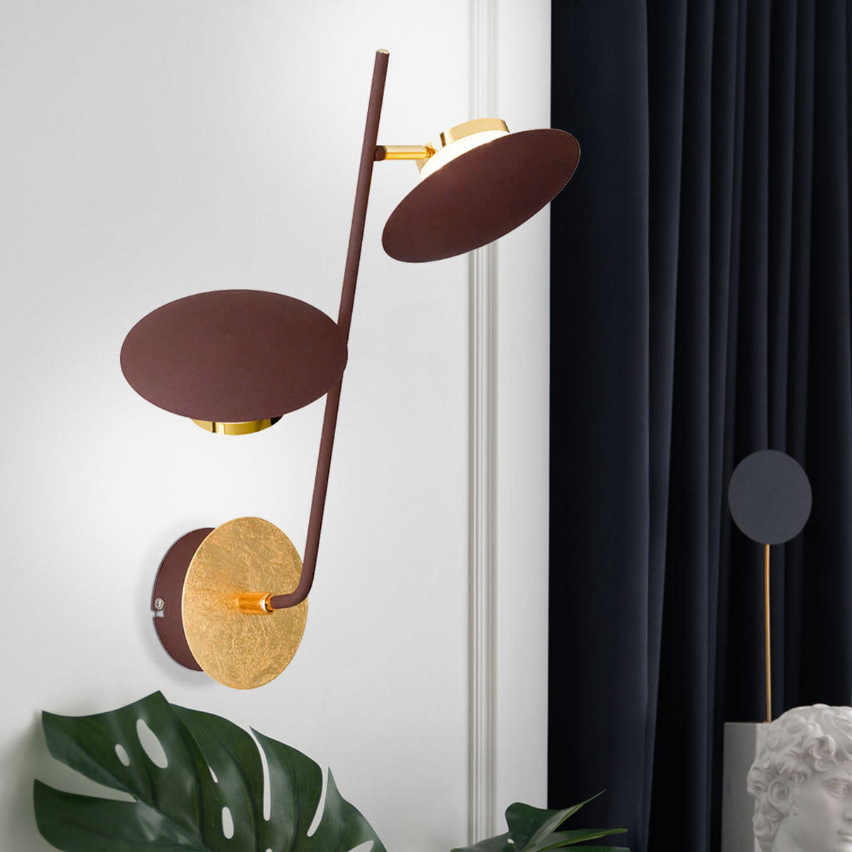 LED WANDLEUCHTE Schwarz Gold - Schwarz, Metall (23/46/15cm)