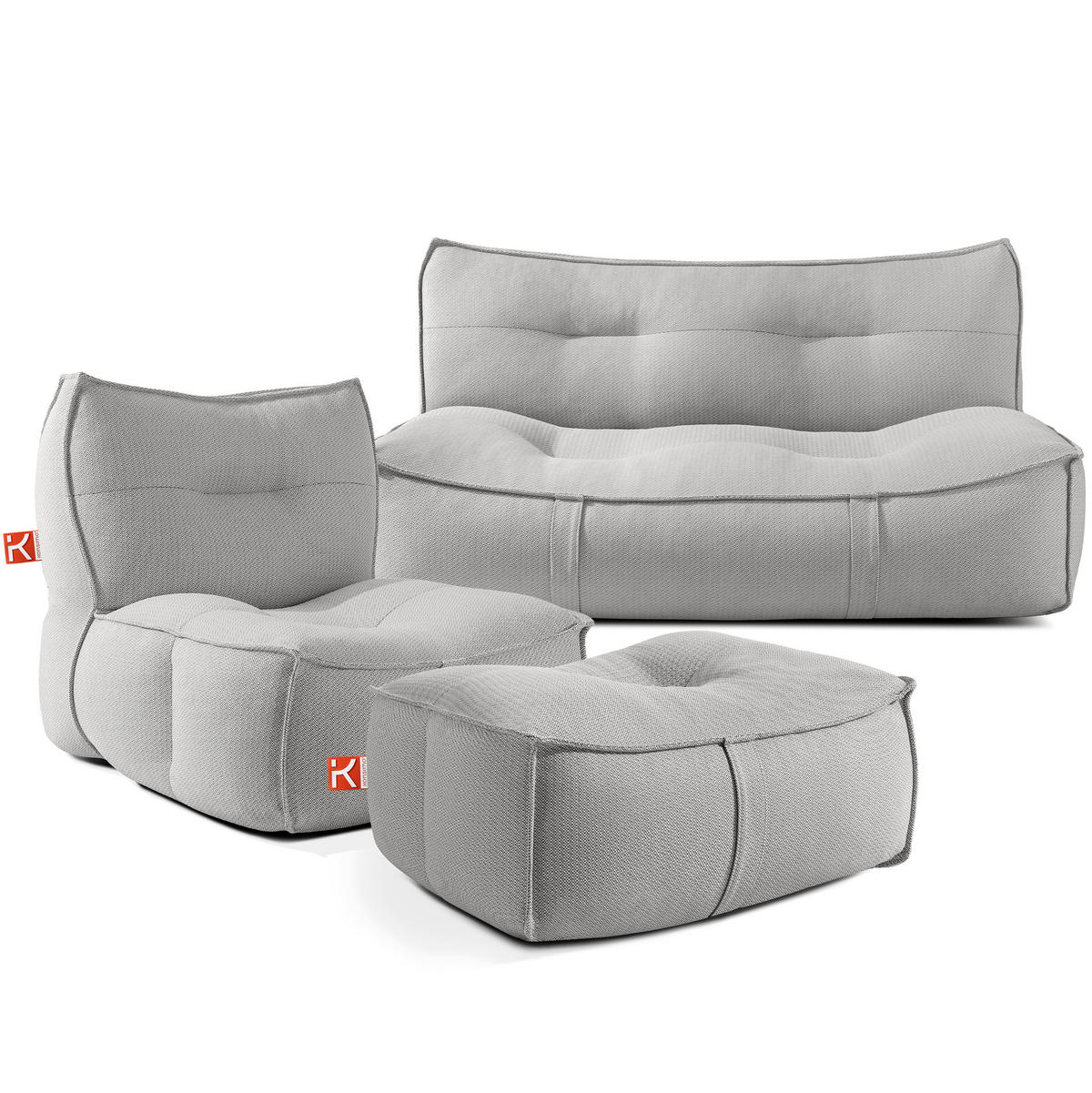 GARTENLOUNGE-SET LOVIA, Möbel-Set, Dunkelgrau/Weiß - Dunkelgrau, Textil - KONSIMO®