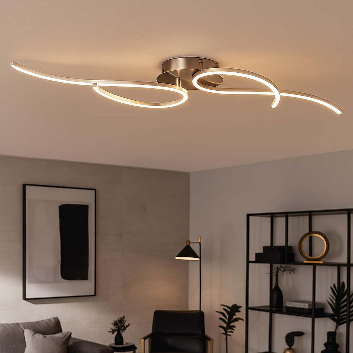 LED DECKENLEUCHTE Metall Silber TYLER - Silberfarben, Metall (128/38/9cm)