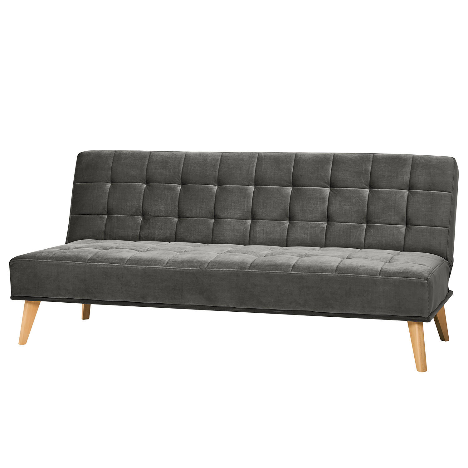 SCHLAFSOFA - Hellbraun/Dunkelgrau, Holz/Birkenholz (180/81/86cm) - home24
