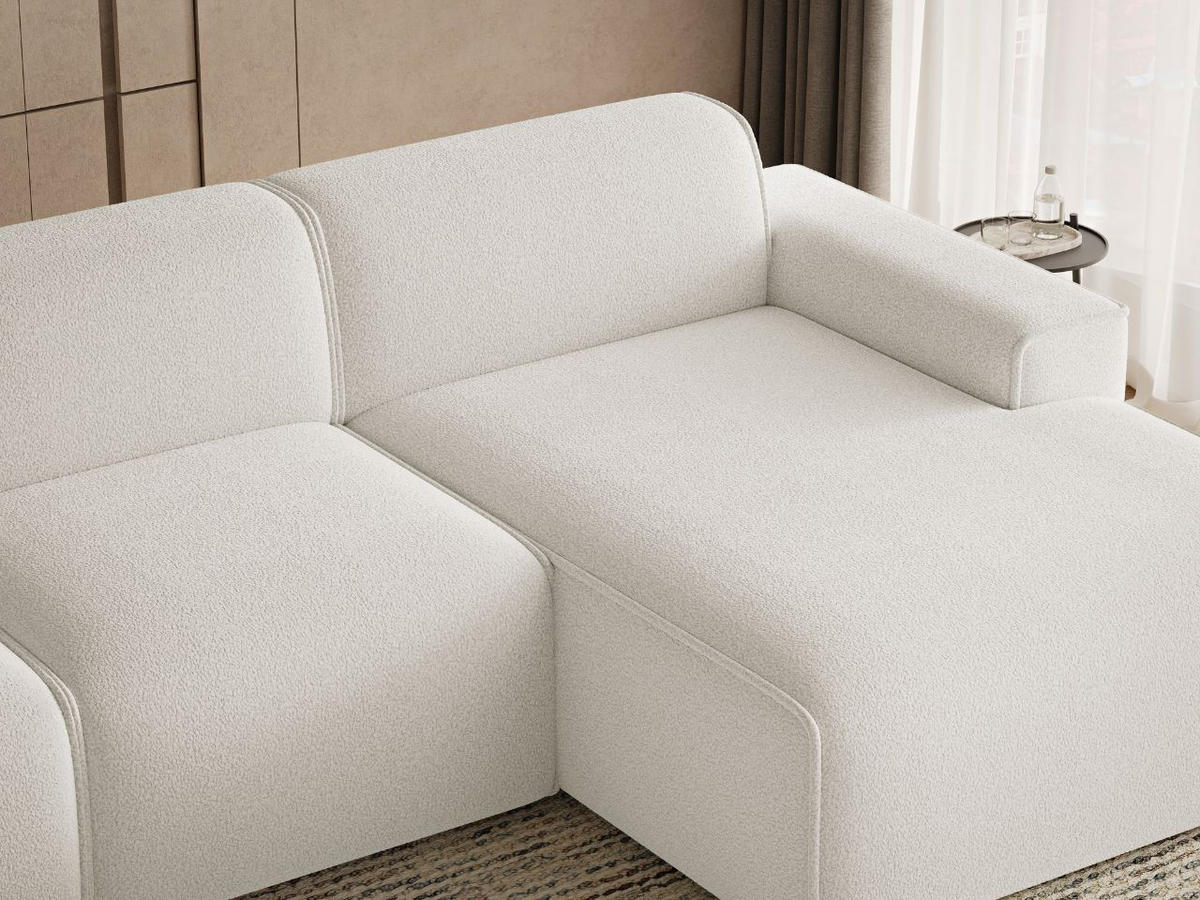 ECKSOFA Lavia Weiß Rechts - Schwarz/Weiß, Holz/Kunststoff (165/310cm) - Graingold