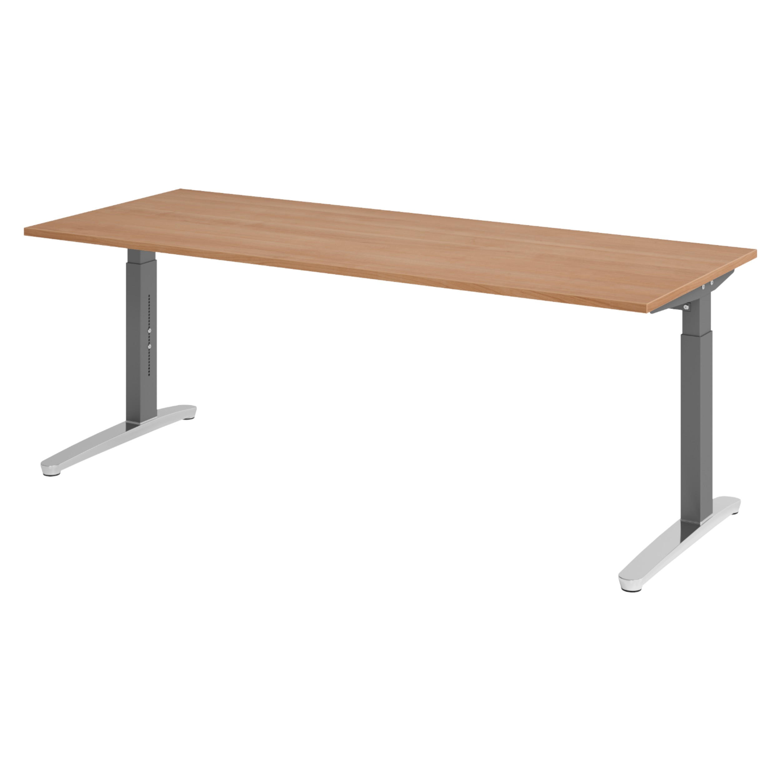 SCHREIBTISCH Serie-XB 80/200/74 cm in Nussbaumfarben/Graphitfarben/Alu poliert - Silberfarben/Nussbaumfarben, Holzwerkstoff (80/200/74cm) - bümö