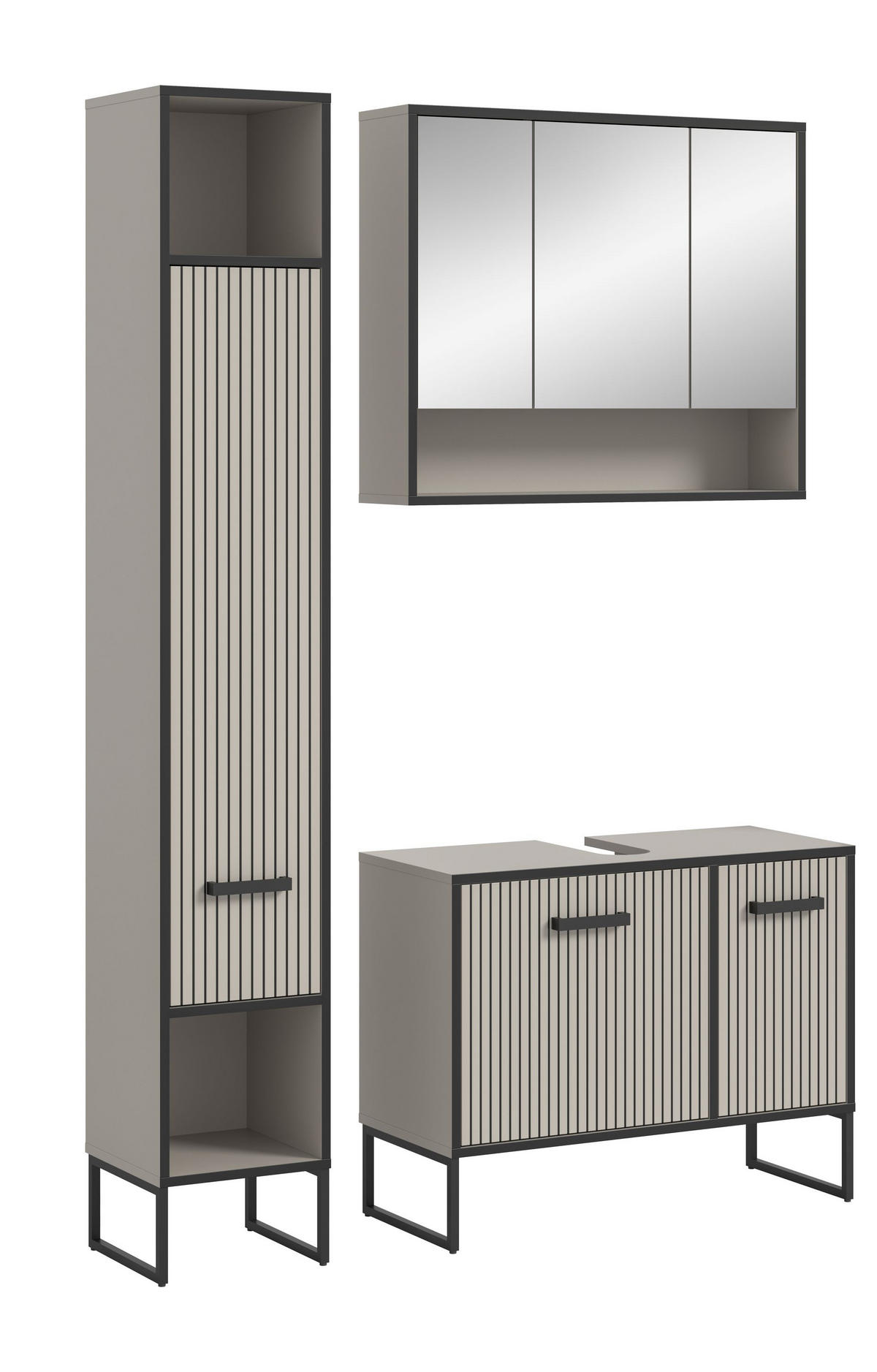 BADKOMBINATION Bagno 125x192x36 cm Kaschmir Schwarz 3tlg. - Kaschmir, Holzwerkstoff (125/192/36cm)