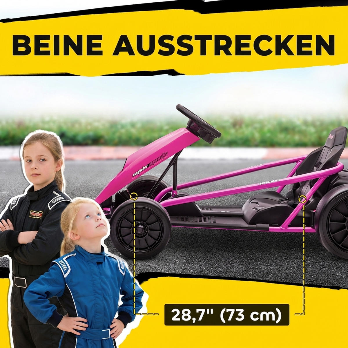 ELEKTRO-GO-KART Kunststoff Metall Rosa - Rosa, Kunststoff (115/77/54cm) - HOMCOM
