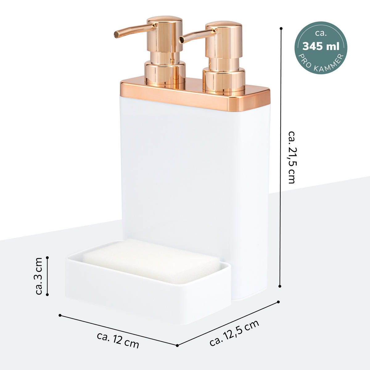 SEIFENSPENDER, weiß - Weiß, Kunststoff (12/21.5/12.5cm) - bremermann