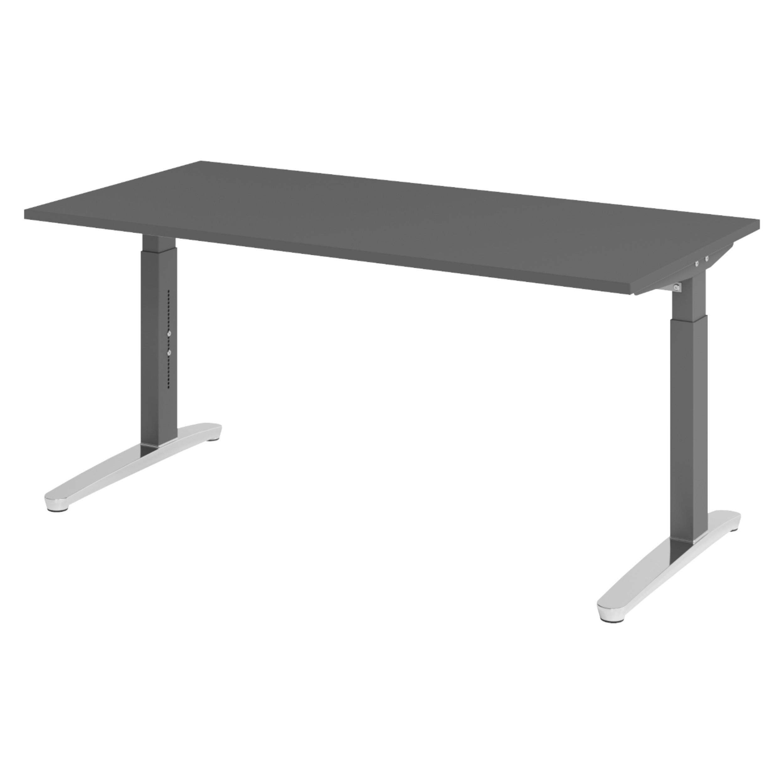 SCHREIBTISCH Serie-XB 80/160/74 cm in Graphitfarben/Graphitfarben/Alu poliert - Graphitfarben, Holzwerkstoff (80/160/74cm) - bümö