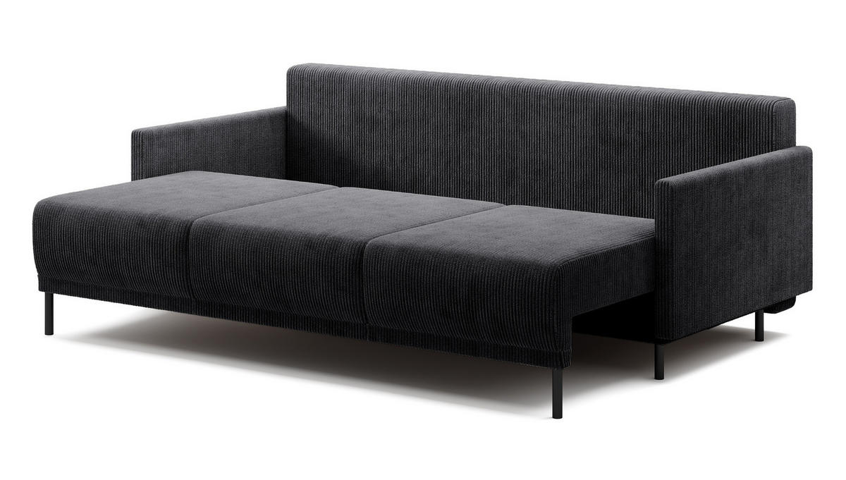 SCHLAFSOFA Hamiel Graublau Cordbezug 212 cm - Dunkelgrau/Schwarz, Holz/Textil (212/87/97cm) - Selsey