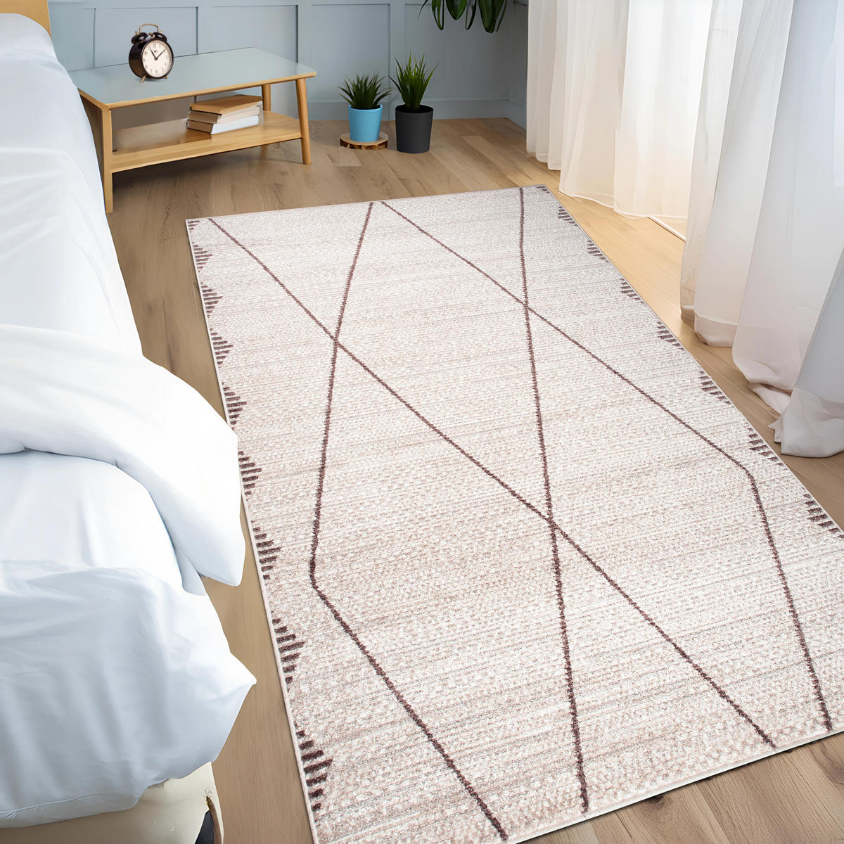 TEPPICH Harmonia Rautenmotiv Hoch-Tief-Effekt beige 120 x 170 cm - Beige/Braun, Kunststoff/Textil (120/170cm) - oKu-Tex