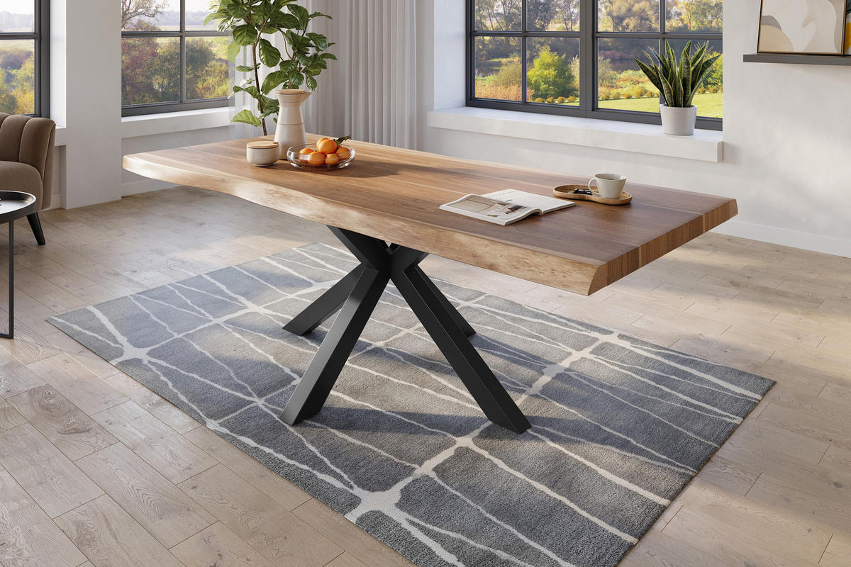 ESSTISCH TITAN - Beige/Schwarz, Holz (110/240/79cm) - SAM