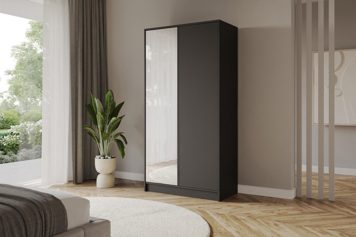 KLEIDERSCHRANK - LESE - 102 - Schwarz - Goldfarben/Schwarz, Holzwerkstoff (102/200/51cm) - ALTDECOR