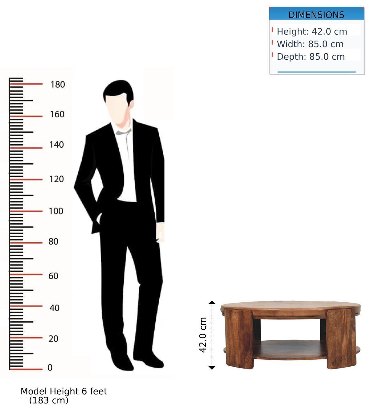 COUCHTISCH mit Roasted-Almond-Finish, Leder auf der Oberfläche, kaffeebraun - Braun, Leder/Holz (85/85/42cm) - Artisan Furniture