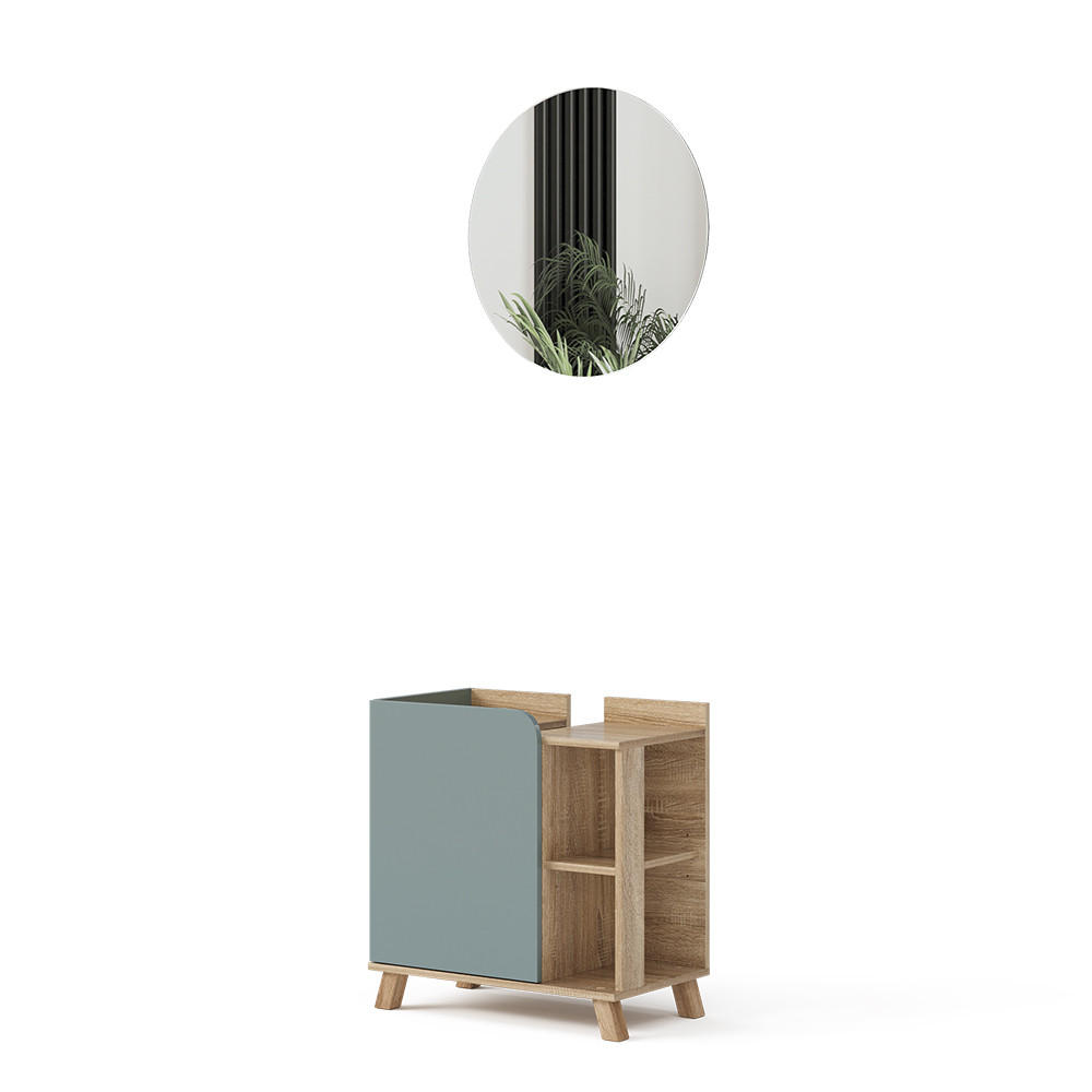 BADRUMSMÖBELSET Karen Sonoma/blå 2 delar Sonoma ek, Mörkblå 65/60/35 cm