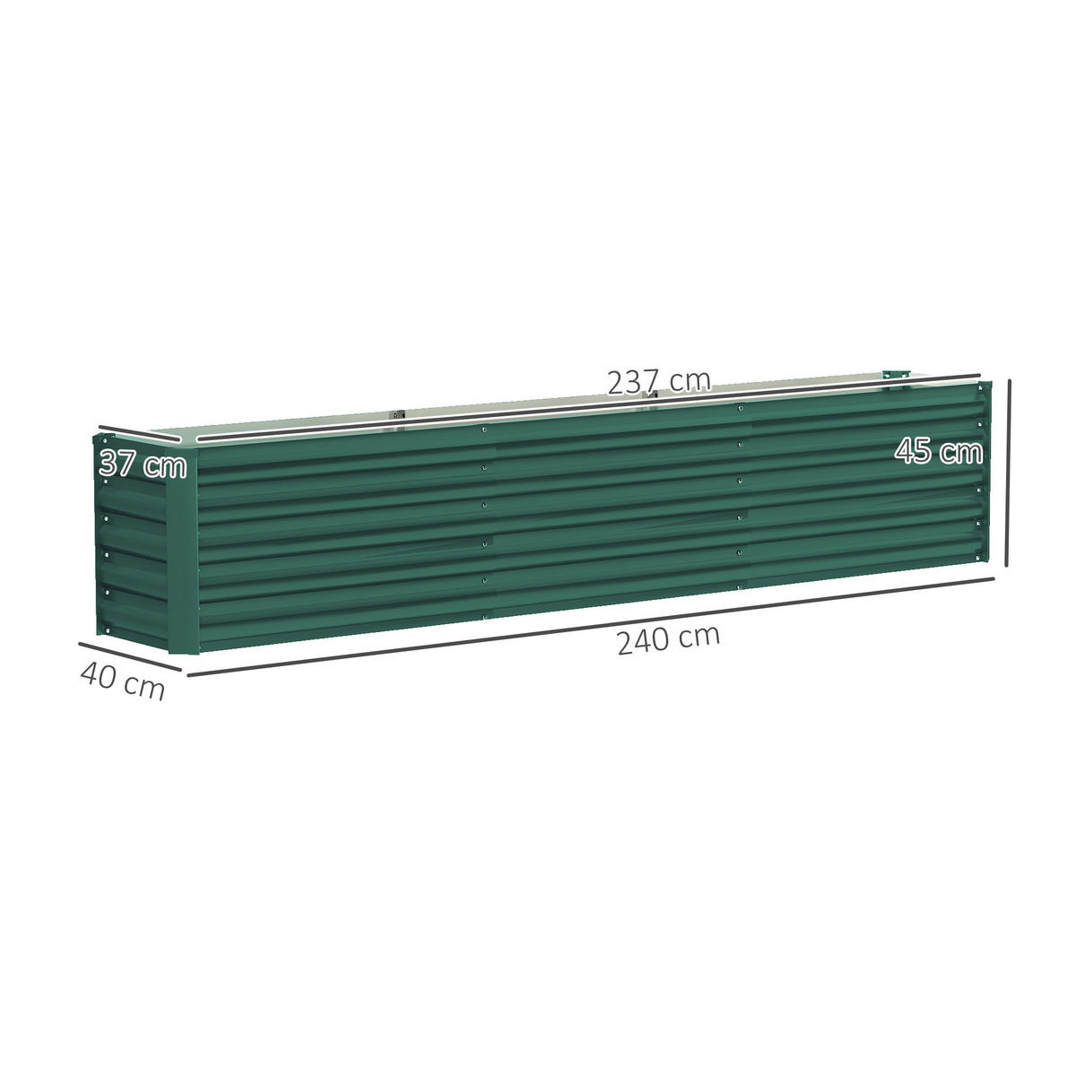 HOCHBEET DE-12178 240/40/45 cm offener Boden Grün - Grün, Metall (240/45/40cm) - ComfortXL
