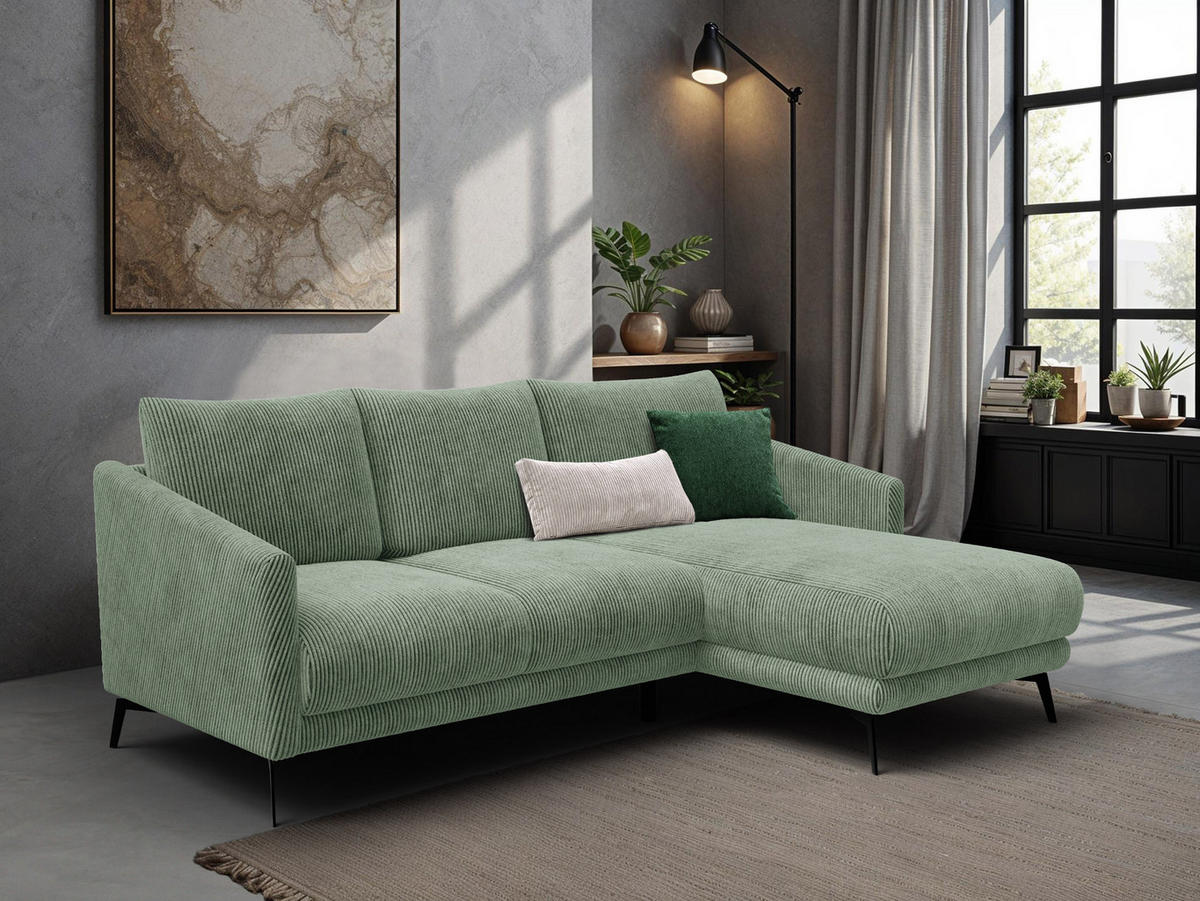 ECKSOFA VILT 3-Sitzer, mint - Schwarz/Mintgrün, Holzwerkstoff/Textil (221/156cm) - Courtois Laville