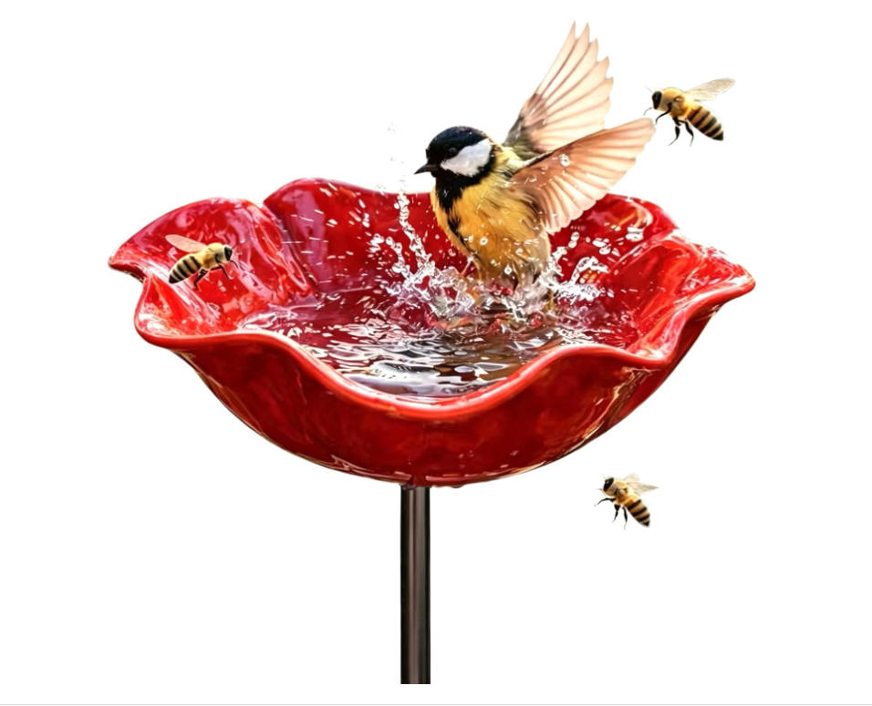 VOGELFUTTERSPENDER,METALL, 15 × 15 × 60 cm - Rot, Metall (15/60/15cm) - Authentics