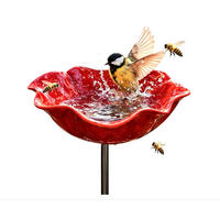 VOGELFUTTERSPENDER,METALL, 15 × 15 × 60 cm - Rot, Metall (15/60/15cm) - Authentics
