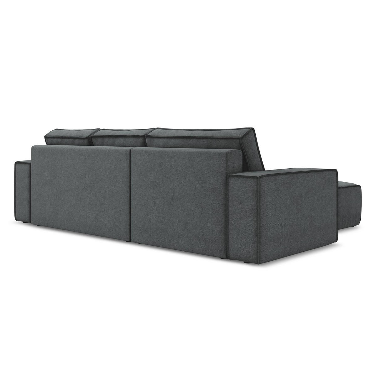 ECKSOFA mit Schlaffunktion Strukturstoff Stoff Grau - Schwarz/Grau, Kunststoff/Textil (185/290cm) - LaMiaSofa