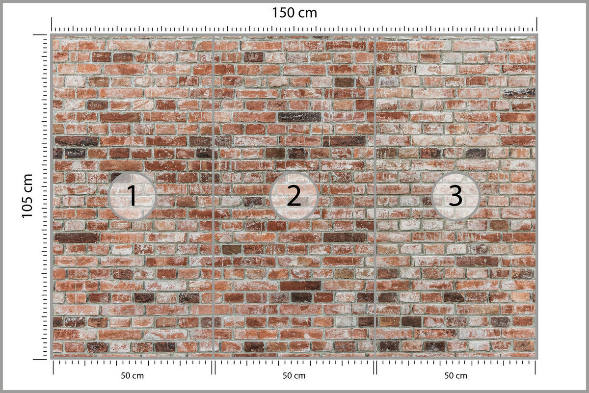 FOTOTAPETE für Büro Ziegelmauer Wand Abstraktion 150x105 - Braun, Papier (150/105cm) - Muralo