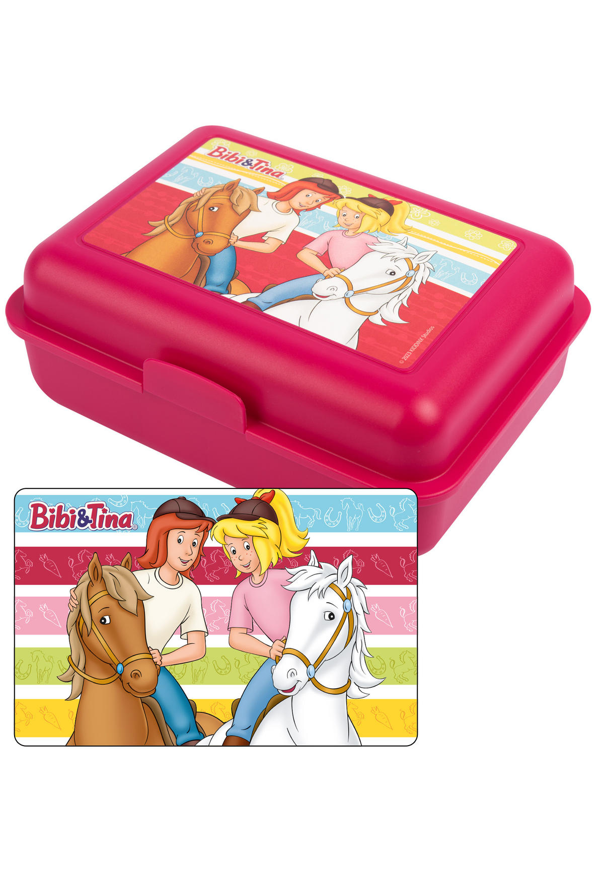 BROTDOSE Bibi & Tina Pferde Rot 17,5 x 12,8 x 6,9 cm - Rot, Kunststoff (17.5/6.9/12.8cm) - United Labels