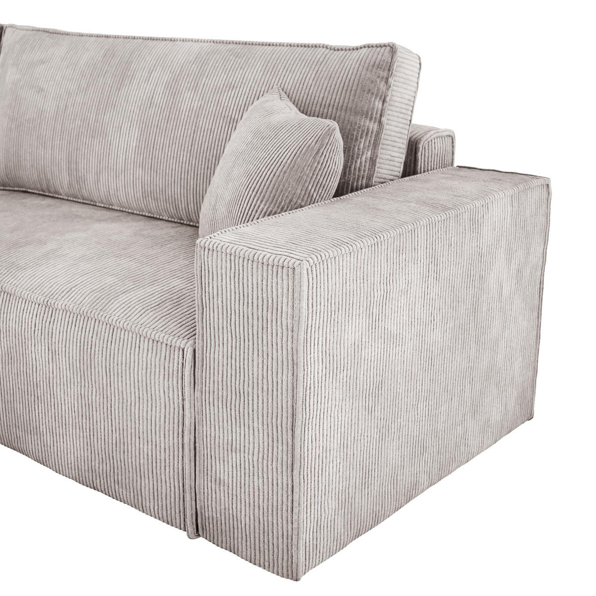 ECKSOFA POSO XL UNIVERSAL, Schlaffunktion und Lattenrost - L-Form, Cord, Federung auf Wellfedern, 274x143x83 cm, Links Light rose - Hellrosa, Holz/Textil (277/143cm) - DomoHome