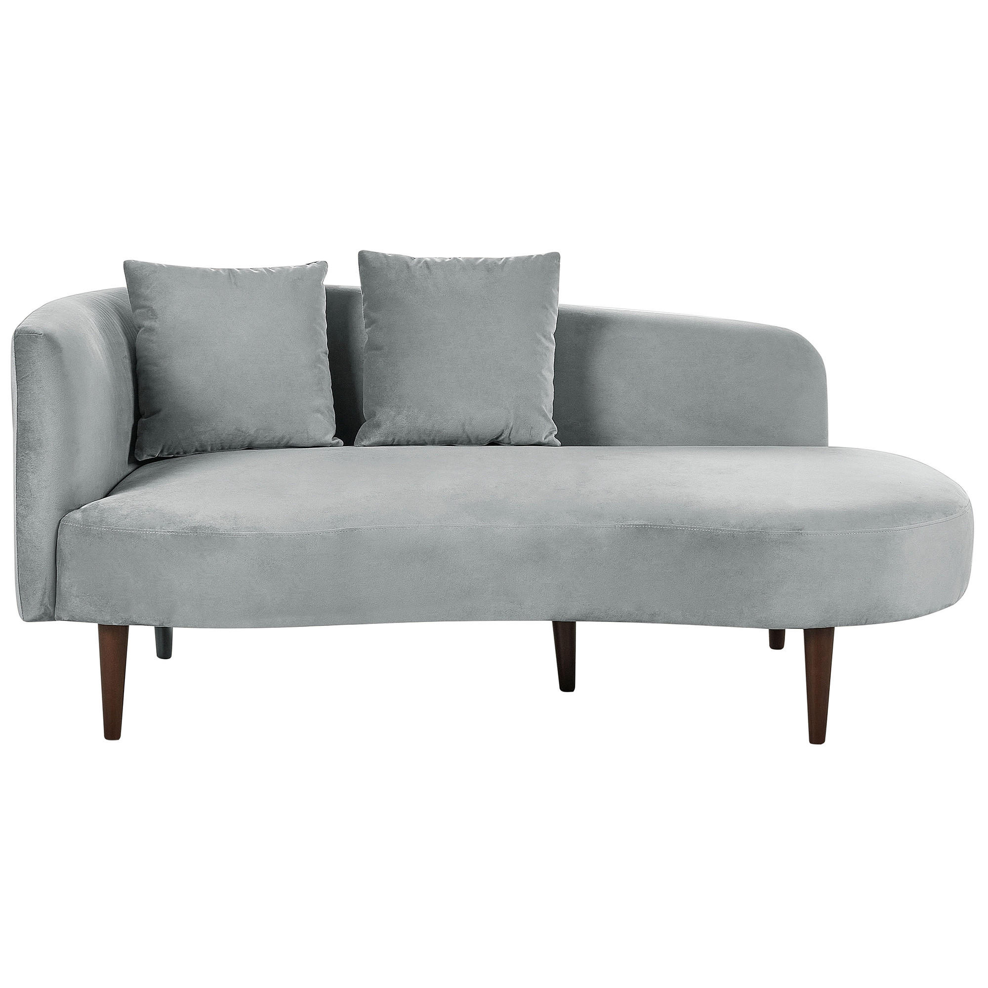 CHAISELONGUE Samtstoff hellgrau linksseitig Chaumont - Dunkelbraun/Grau, Textil (168/75/74cm) - Beliani