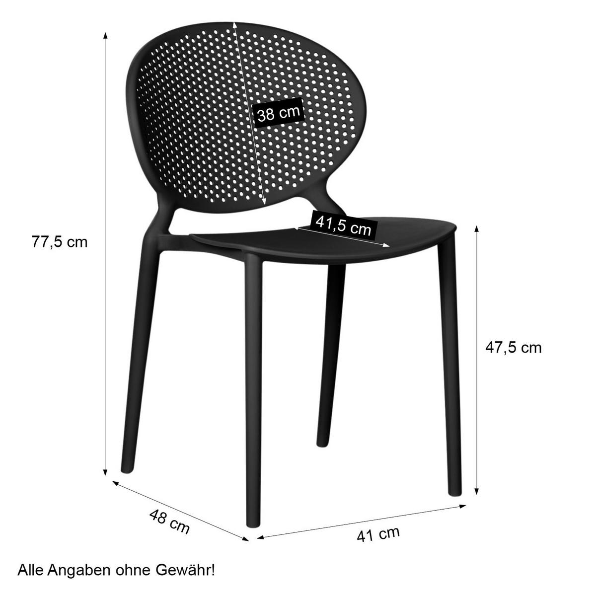 GARTENSTUHL 4er-Set Kunststoff Schwarz - Schwarz, Kunststoff (41/77/48cm) - Homestyle4u