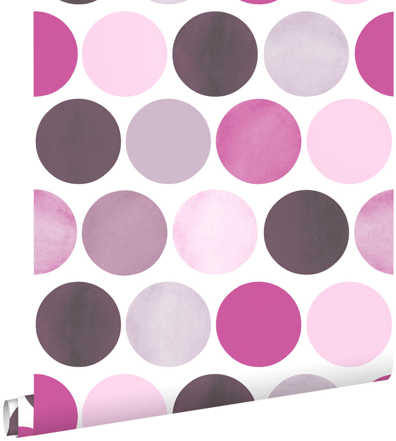 TAPETE große Punkte 53 cm x 10.05 m - Pink, Papier (53/1000cm) - ESTAhome