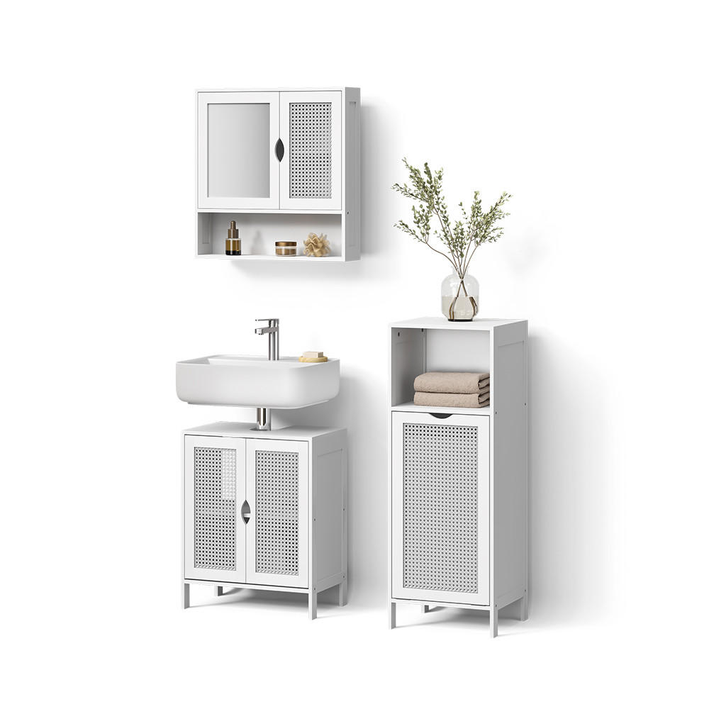 BADMÖBEL-SET Mincio, Weiß, 3-teilig - Weiß, Holzwerkstoff (50/60/29cm) - Livinity®