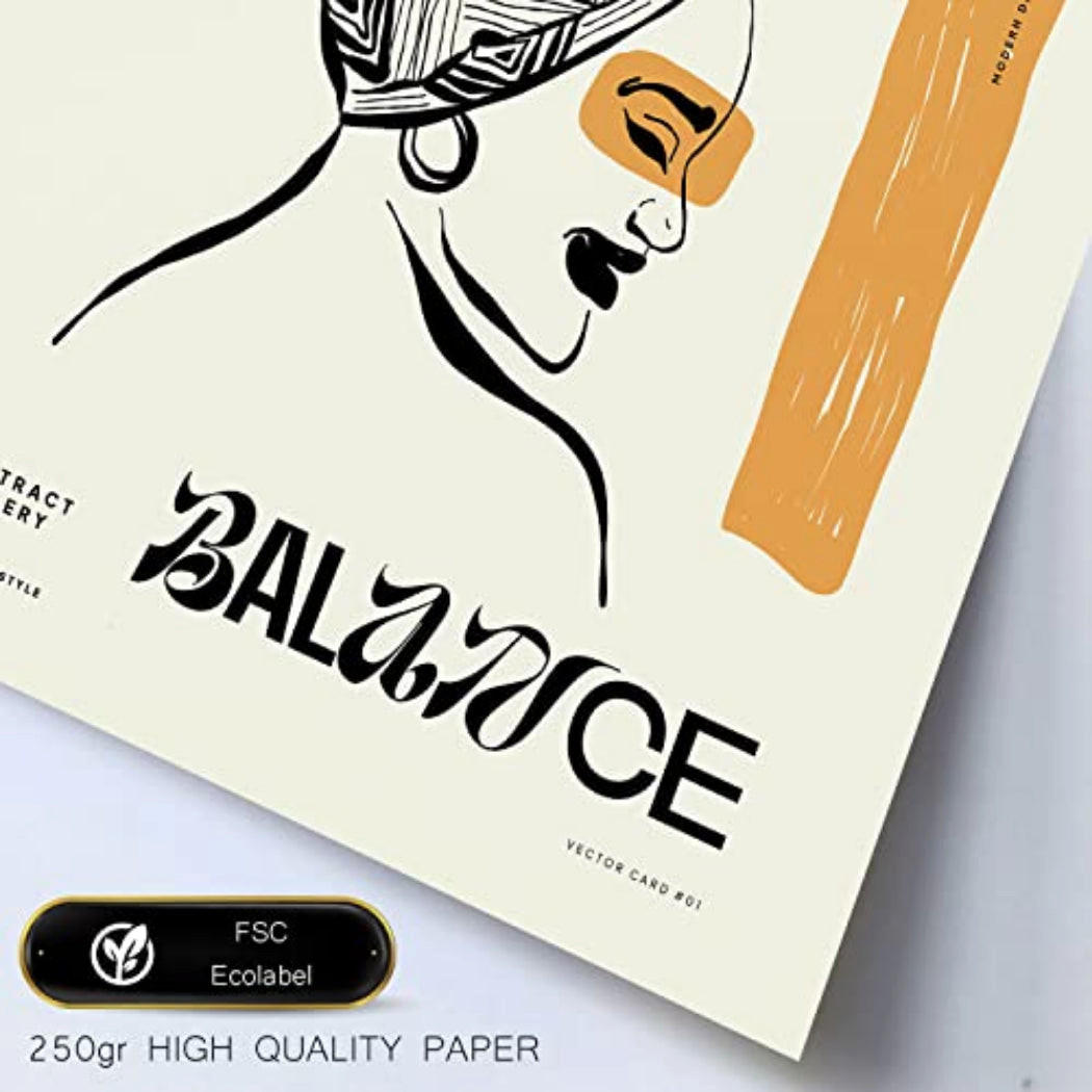 POSTER Set Mit 6 In Schwarzer Tinte Black Power Kunstdrucke Im Skizzenstil Für Innenarchitektur A3 & A4 Rahmen Aus Hellem Holz - Beige, Papier (29/3cm) - Nacnic