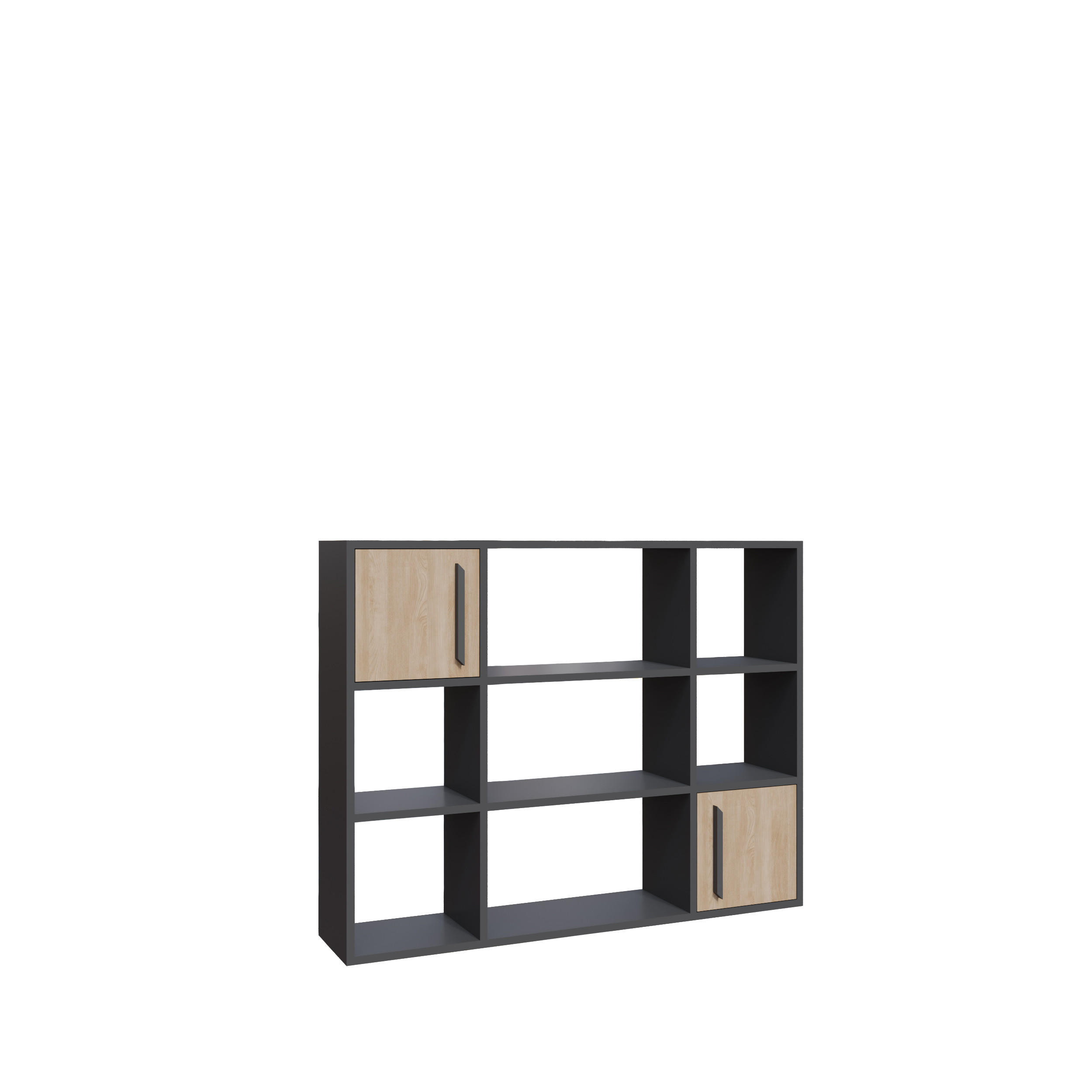 Decorotika Bücherregal Eiche, Dunkelgrau 25.4x94x120 cm