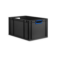 EUROBOX NextGen Color 32x40x60 cm 65 Liter Griffe blau offen, Schwarz - Blau/Schwarz, Kunststoff (40/32/60cm) - PROREGAL