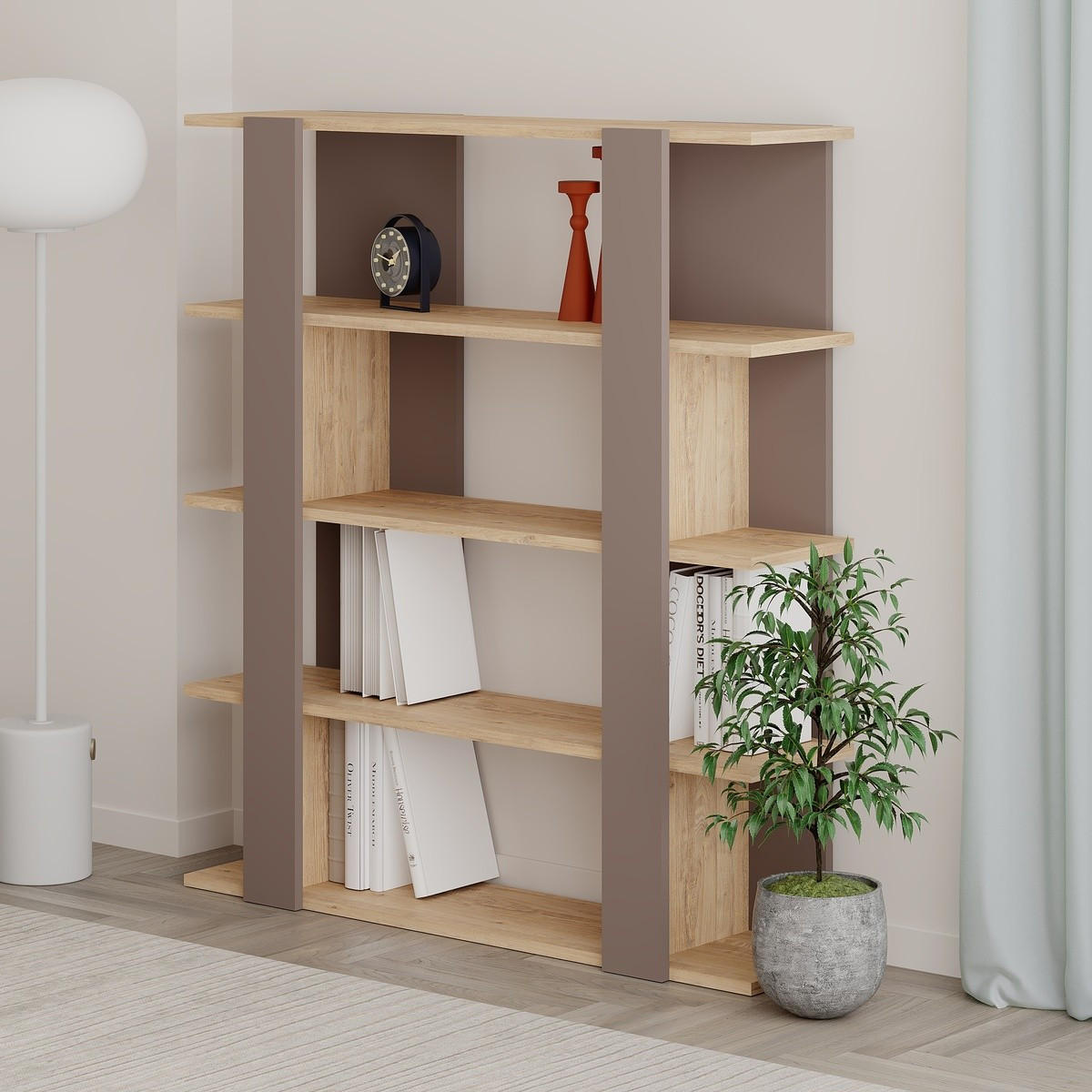 BÜCHERREGAL - 110/29/122 cm - Taupe, Holzwerkstoff (29/122/20.9cm) - Calicosy