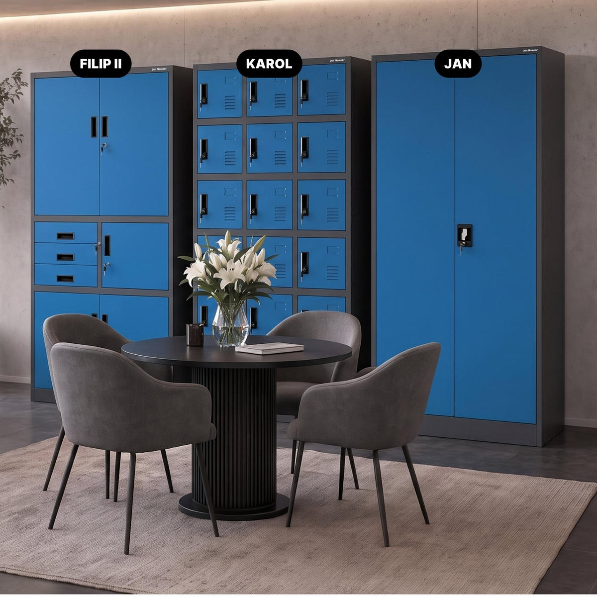 AKTENSCHRANK FILIP II 185x90x40 cm - Blau/Anthrazit, Metall (90/185/40cm) - Jan Nowak