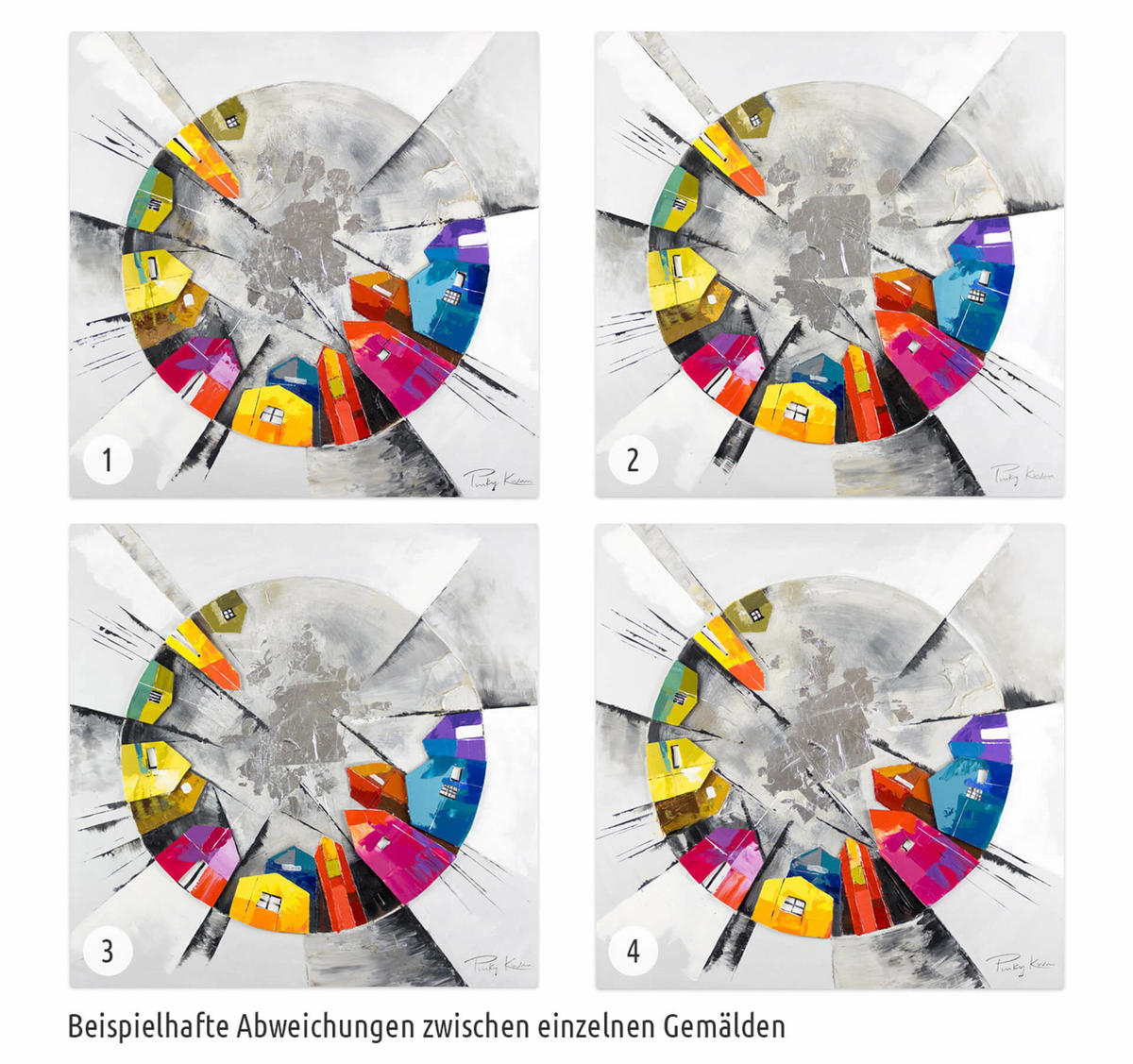 ÖLGEMÄLDE 80/80 cm - Silberfarben/Multicolor, Holz/Textil (1.6/80cm) - KUNSTLOFT