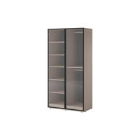 KLEIDERSCHRANK ZEN (Modular, Beige Matt, Geriffeltes Glas Flutes, 2-türig) - Beige/Schwarz, Holz/Holzwerkstoff (101/200/51cm) - Ravio